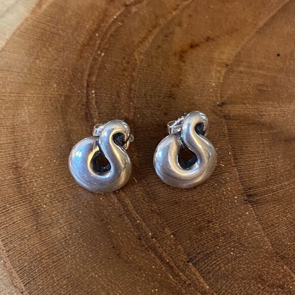 RETIRED James Avery Swirl Knot Ear Post Earrings, Sterling Silver - Picture 1 of 2
